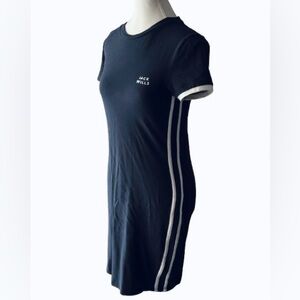Jack Wills Goodrington Side Stripe Ringer Mini Dress Cotton 6 Small Navy White